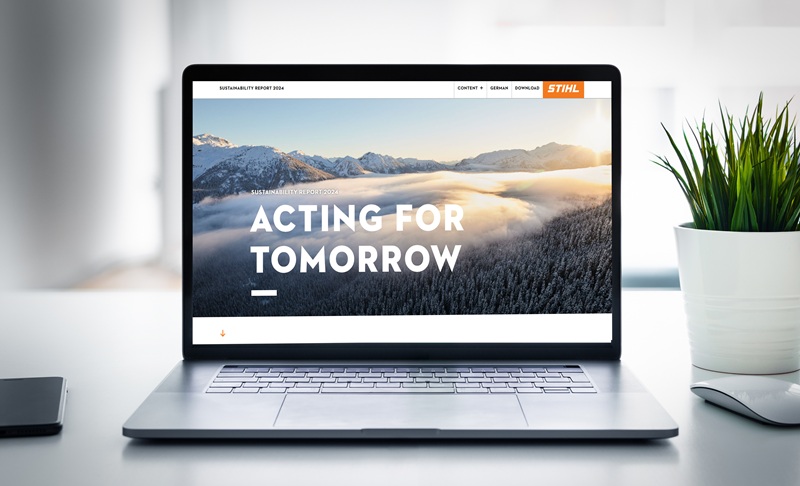 Η Έκθεση Βιωσιμότητας της STIHL για το 2024 παρουσιάζει τα μέτρα και την πρόοδο που σημειώθηκε στους τομείς εστίασης των οικοσυστημάτων, της κυκλικότητας και της φροντίδας κατά το περασμένο έτος. Εικών: STIHL.